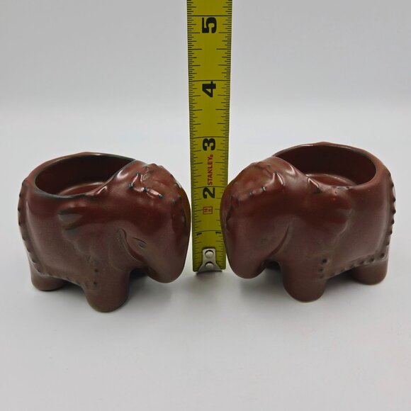 PartyLite Elephant Tealight Candle Holders Brown Boho Home Décor Ceramic Read - Picture 3 of 15